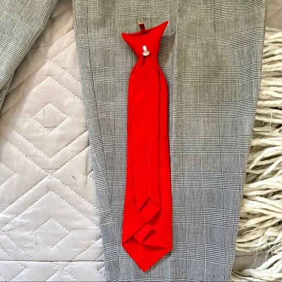 Kids White and Gray Matching Set with Red Tie - Picture 7 of 9